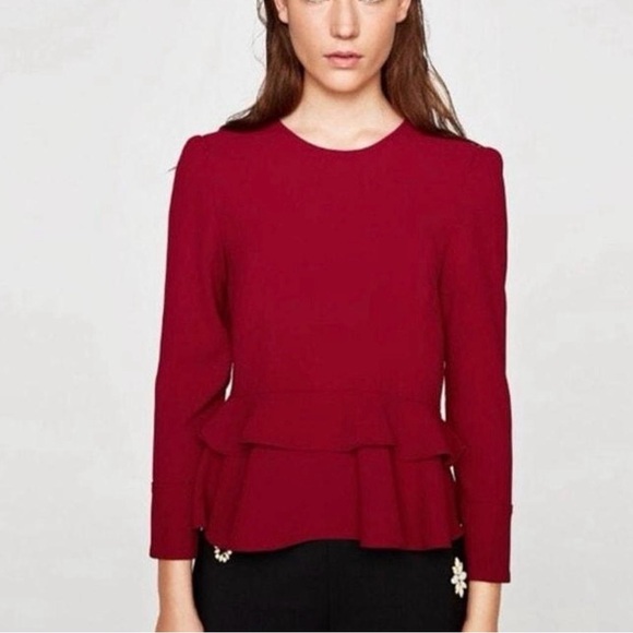 Zara Tops - Zara Elegant Red Women's Top